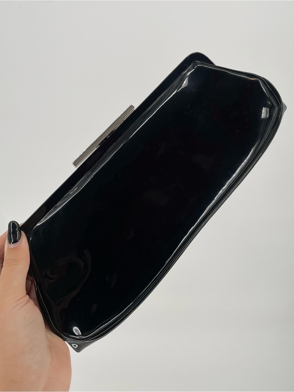 Vintage 60s Garay Black Patent Leather Clutch Handbag With Matching Coin Purse